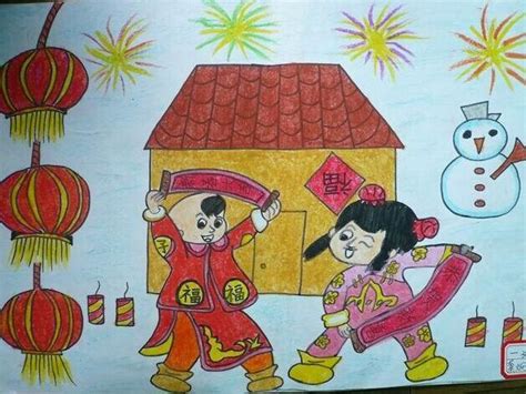 春节儿童放烟花插画图片-包图网
