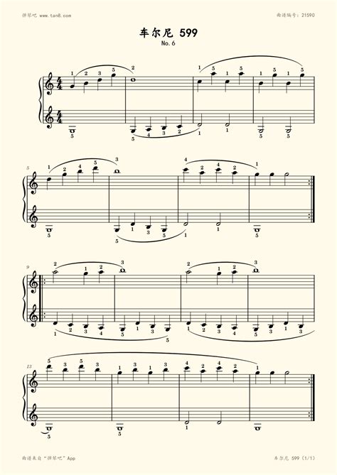 《车尔尼599 NO.6,钢琴谱》车尔尼|弹琴吧|钢琴谱|吉他谱|钢琴曲|乐谱|五线谱|高清免费下载|蛐蛐钢琴网
