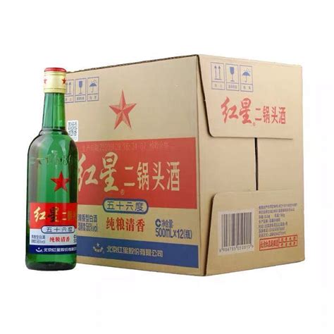 北京红星二锅头56度大二500ml*12瓶整箱装醇正清香型高度白酒绿瓶-淘宝网