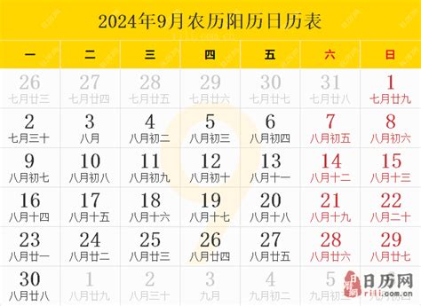 2024年日历全年表 有农历 无周数 周日开始 - 日历精灵