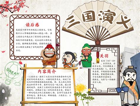 传统中国风三国演义读书手抄报PS模板下载 - 觅知网
