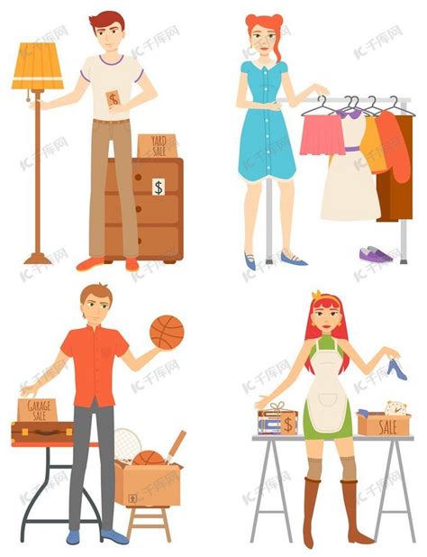 人们第二零售，男人和女人买卖商品、家具和衣服。背景图片免费下载_海报banner/高清大图_千库网(图片编号6239467)