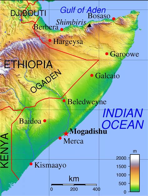 索马里地貌图 - 索马里地图 - 地理教师网