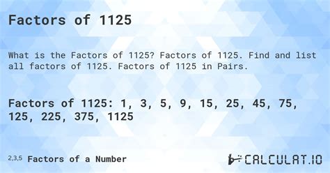 Factors of 1125 - Calculatio