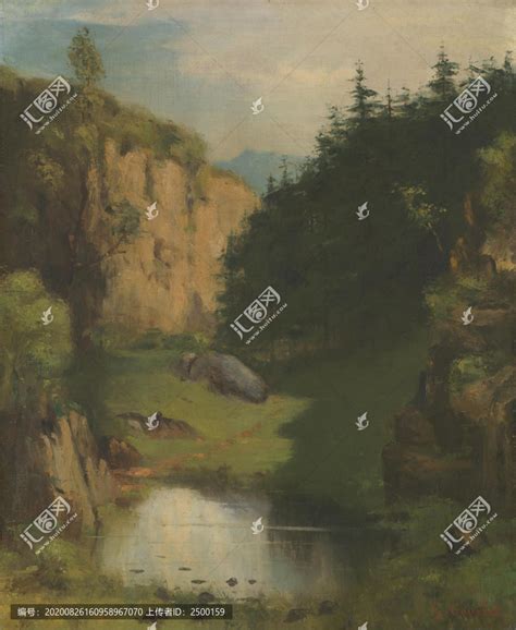 古斯塔夫·库尔贝的《空地上的一条小溪》高清油画大图下载-Gustave-Courbet代表作-古斯塔夫、法国、现实主义、风景画类别绘画-世界 ...