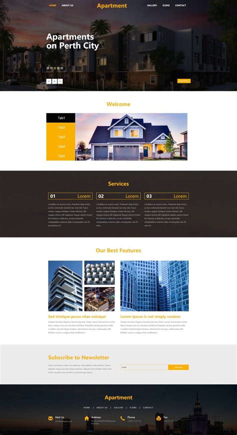 黄色全屏房产交易网站html模板-17素材网