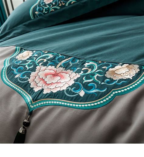 美物舍 新中式中国风古典床品全棉保暖刺绣加厚纯棉被罩床品套件_设计素材库免费下载-美间设计