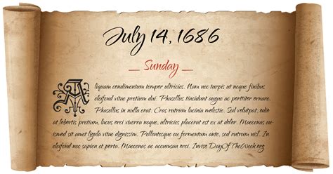 What Day Of The Week Was July 14, 1686?
