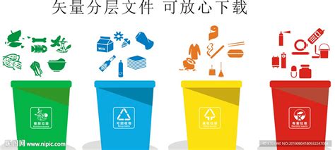 彩色垃圾桶 垃圾分类图标设计图__海报设计_广告设计_设计图库_昵图网nipic.com