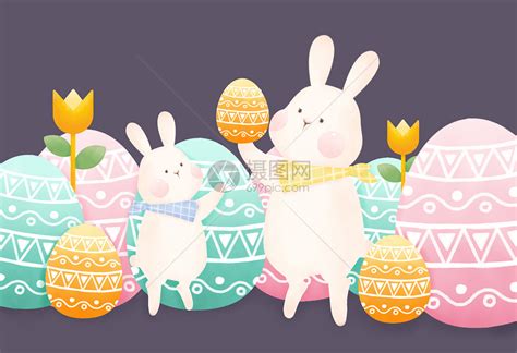 复活节兔子卡通插画素材图片免费下载-千库网