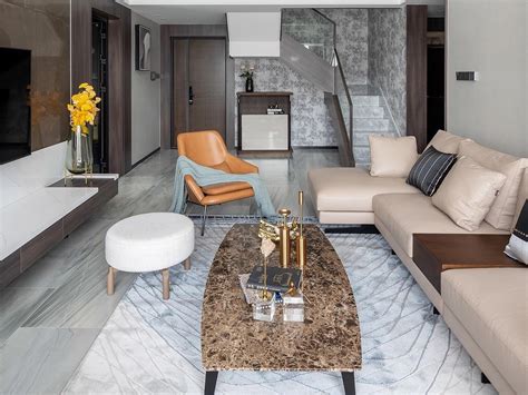 现代轻奢公寓LOFT复式家装客餐厅卧室卫生间-室内设计-拓者设计吧