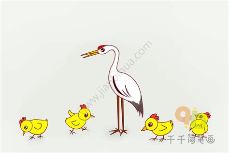 动物成语故事 鹤立鸡群简笔画_动物成语故事