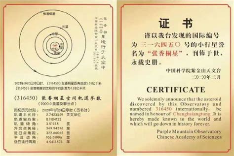 张香桐星 又一颗以中国科学家命名的小行星闪耀苍穹_科创_新民网
