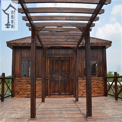 中式木制文化长廊su模型_景观建筑_土木在线