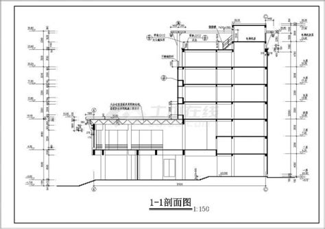 某扇形办公室建筑CAD施工设计图纸_办公建筑_土木在线