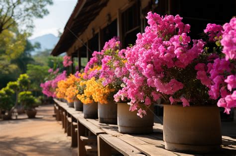 夏季盛开的鲜花盆栽高清图片下载-正版图片600444233-摄图网