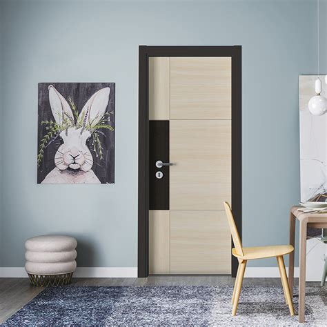 新款现代简约黑色线条复合实木拼接门实用免漆房门卧室门平开门-阿里巴巴