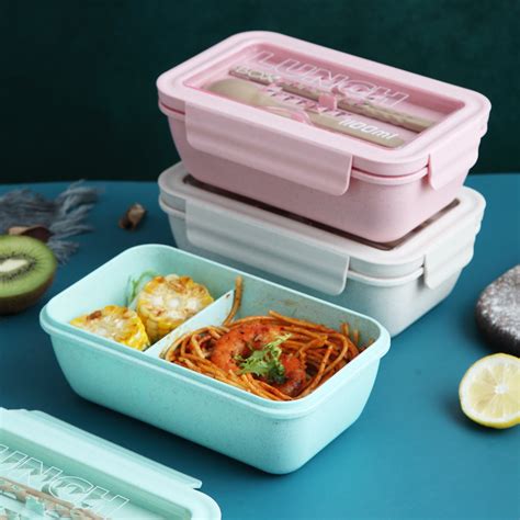 日式双层午餐饭盒 塑料便携带饭办公室便当盒微波炉加热保温饭盒-阿里巴巴