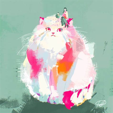 和猫在一起|tabi的动物插画图片 | BoBoPic