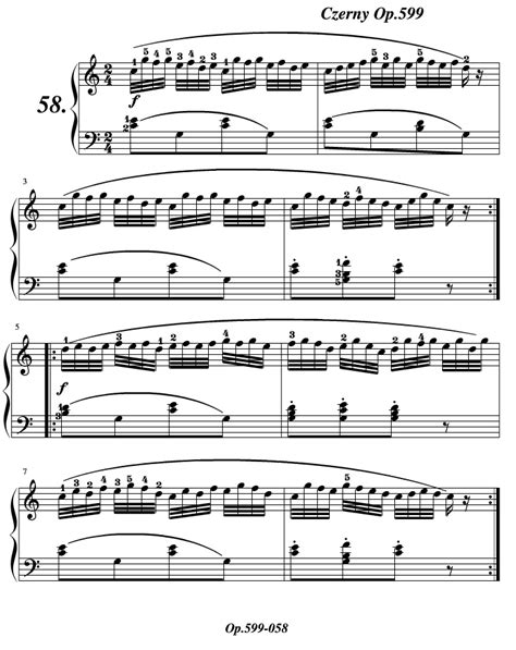 车尔尼Czerny 车尔尼曲599第12条 钢琴谱-钢琴名家名曲谱 - 乐器学习网