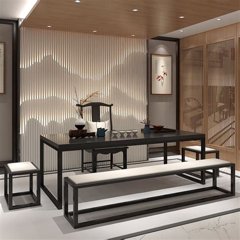 新中式茶桌椅组合家用功夫茶桌办公室会客泡茶桌实木铁艺茶桌茶台-阿里巴巴