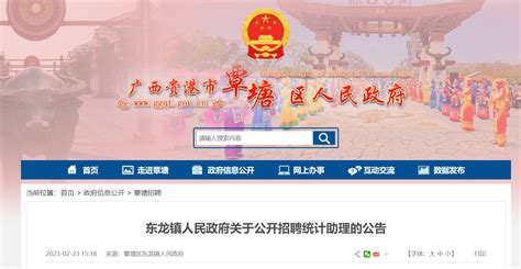 2023年广西贵港市覃塘区东龙镇人民政府招聘公告