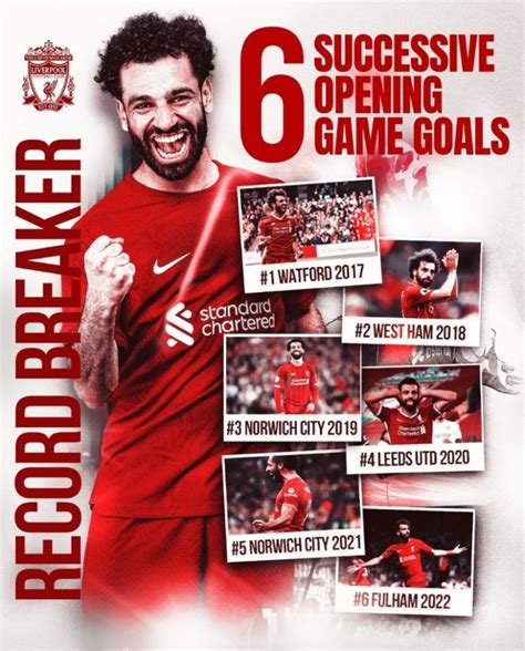 连续6个赛季英超首轮破门创纪录，利物浦官推制作海报祝贺萨拉赫-直播吧