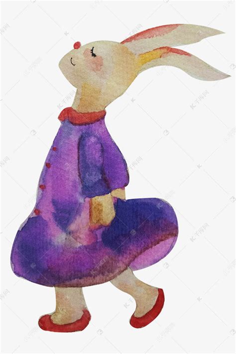 可爱手绘紫色兔子素材图片免费下载-千库网