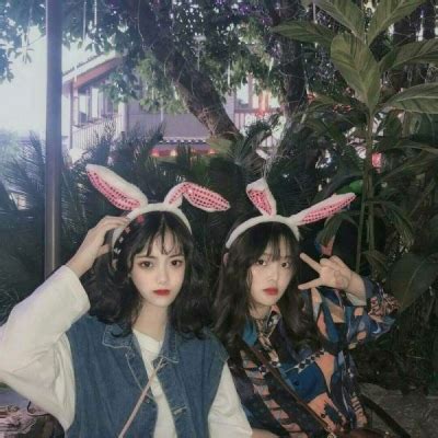 甜美女生两人头像图片