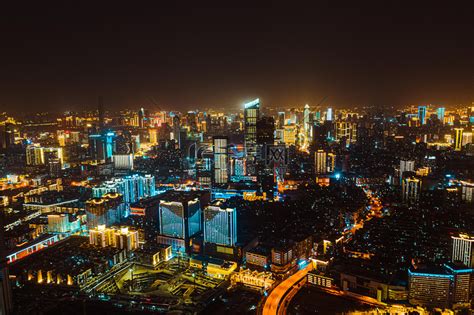 武汉城市建筑夜景建筑汉口火车站俯拍摄影图配图高清摄影大图-千库网