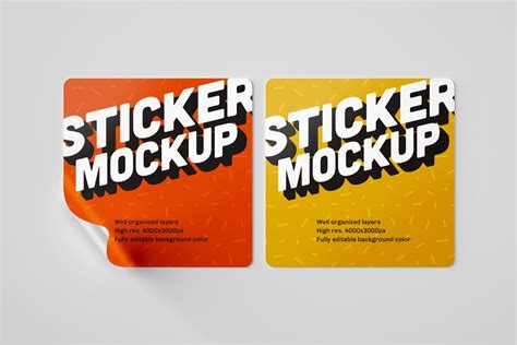 标签贴纸设计滑面广告样机集 Glossy Sticker Mockup Set-变色鱼