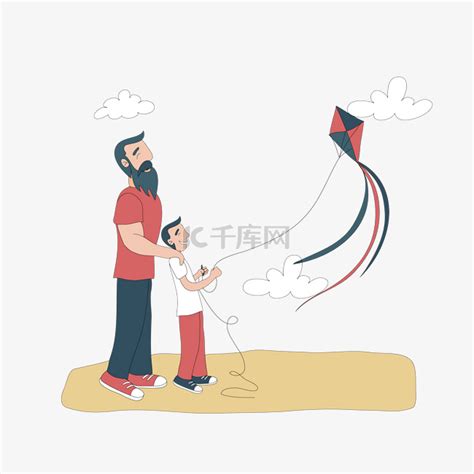 父亲和儿子在放风筝素材图片免费下载-千库网