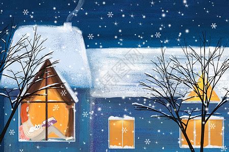 圣诞节圣诞树节日树木雪景下雪唯美雪地场景插画图片-千库网