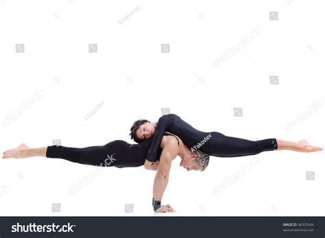 Two Young Modern Acrobats Posing On White Stock Photo 46337644 ...