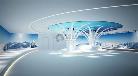 蓝色未来科技光束感电梯厅空间摄影图图片-包图网
