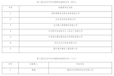 经开区关于第八届武汉市市长质量奖拟推荐名单的公示_高新协会