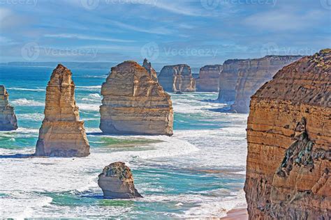 View over the rugged, wild coastline of the 12 Apostles in South ...