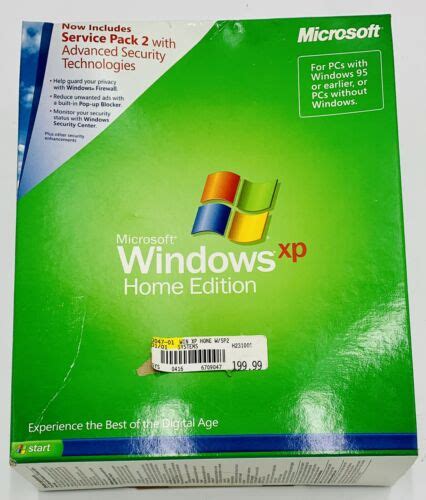 MICROSOFT WINDOWS XP HOME w/SP2 FULL OPERATING SYSTEM OS MS WIN =SEALED ...