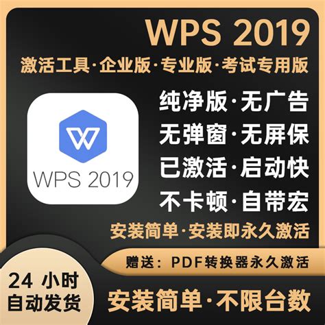 WPS专业版企业版教育考版2019安装序列号永久激活带vba宏功能插件-淘宝网