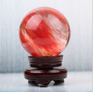 天然红水晶球摆件红色水晶球客厅办公玄关家居装饰品熔炼水晶球_虎窝淘