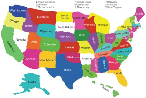 美国政区图英文版 - 人文地理图片 - 地理教师网