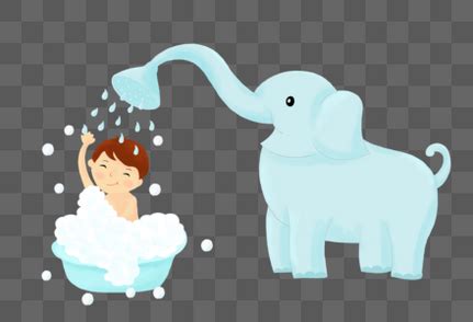 洗澡的小象和妈妈PNG图片素材下载_图片编号qapkpony-免抠素材网