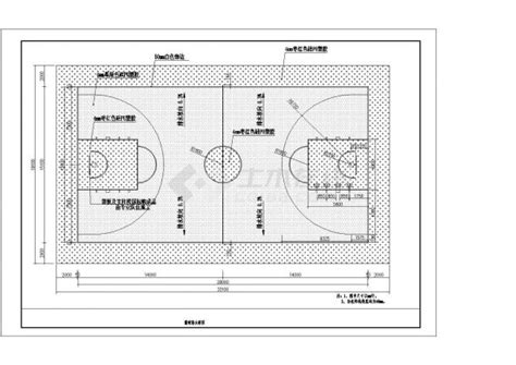 国际新标准篮球场场地布置大样图_土木在线