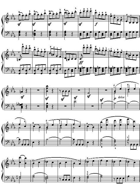 命运交响乐 第一乐章 贝多芬 钢琴谱 五线谱