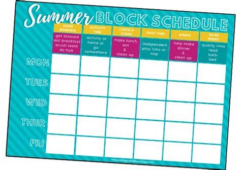 Hand Drawn Cartoon Cute Summer Vacation Schedule Template Download on ...
