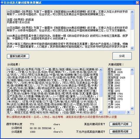 自动中文分词功能，提取关键字