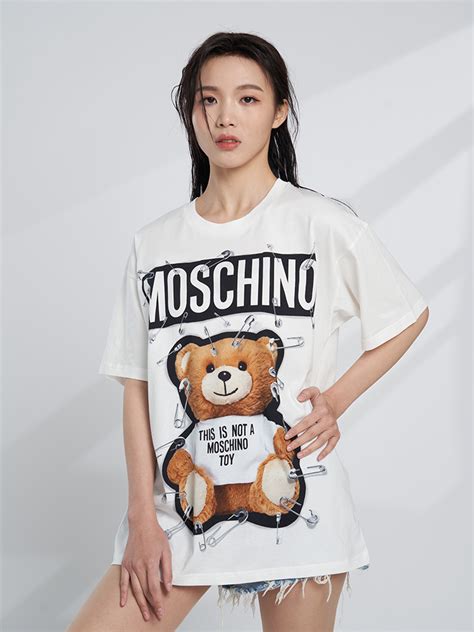 【三期免息】Moschino/莫斯奇诺女士3D别针熊奢品大牌正品短袖T恤-MOSCHINO品牌-美乐淘潮牌汇