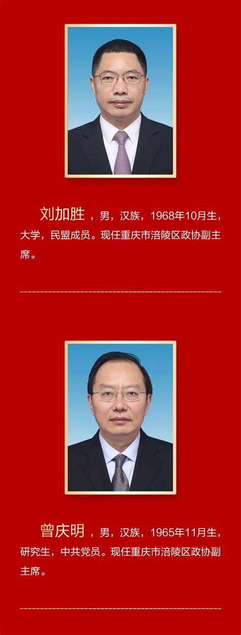 政协重庆市涪陵区第六届委员会主席、副主席、秘书长和常务委员名单