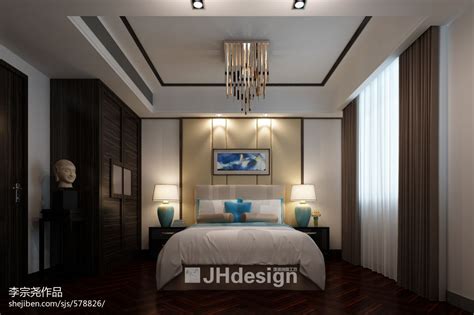 临沂高端室内设计中式卧室装修效果图 – 设计本装修效果图
