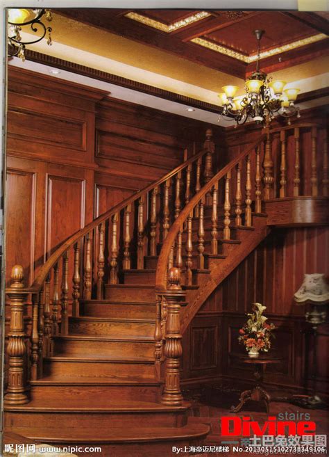 美式实木楼梯效果图 – 设计本装修效果图